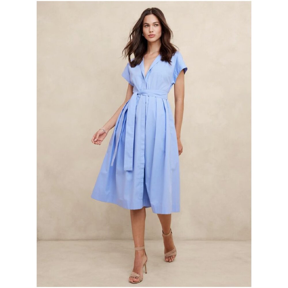 Banana Republic Factory Poplin Tie-Waist Midi Dress